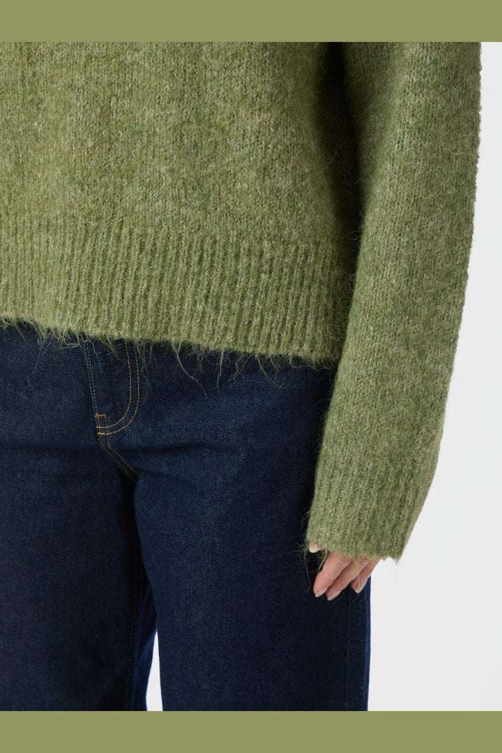 Neo Noir - Paulina Fluffy Knit Blouse 164729 - 723 - Dusty Green