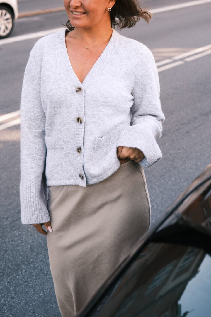 Neo Noir - Pixie Knit Cardigan - Light Grey Melange