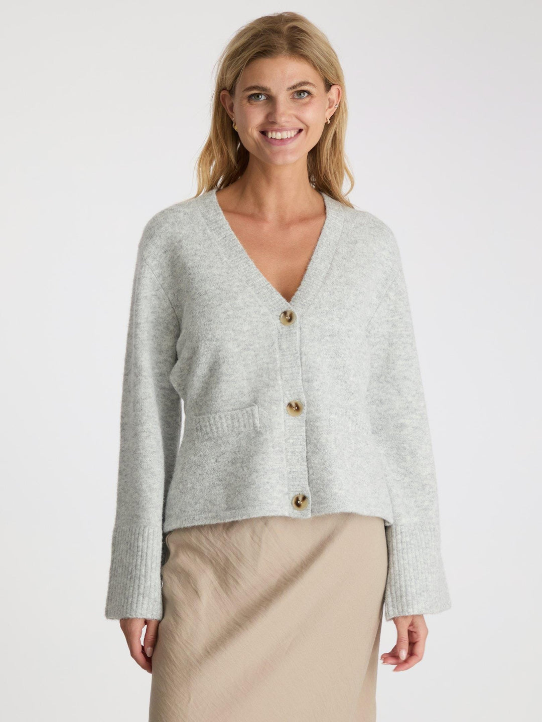 Neo Noir - Pixie Knit Cardigan - Light Grey Melange