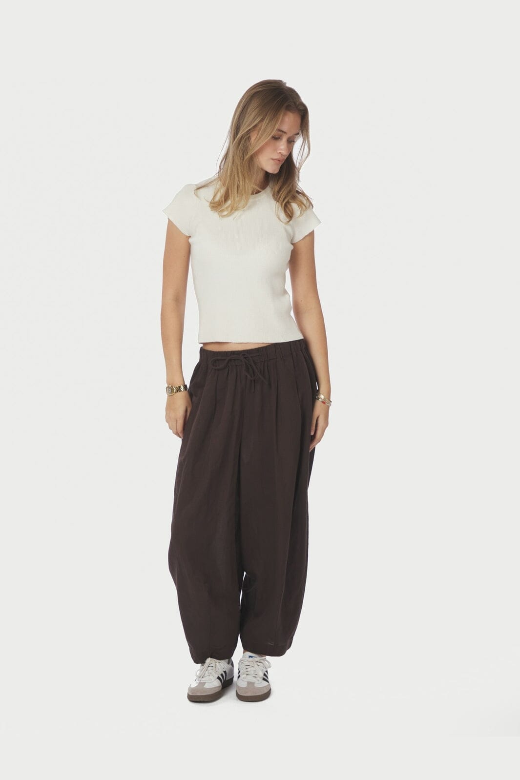 Neo Noir - Prina Linen Pants 167438 - 676 - Dark Brown