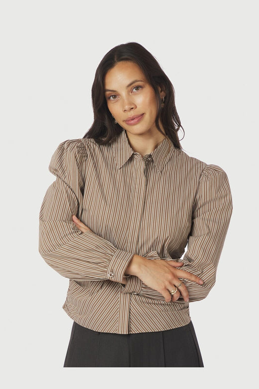 Neo Noir - Ritta Stripe Shirt 167224 - 928 - Light Brown