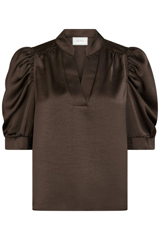 Neo Noir - Roella Heavy Sateen Blouse 162590 - 676 - Dark Brown