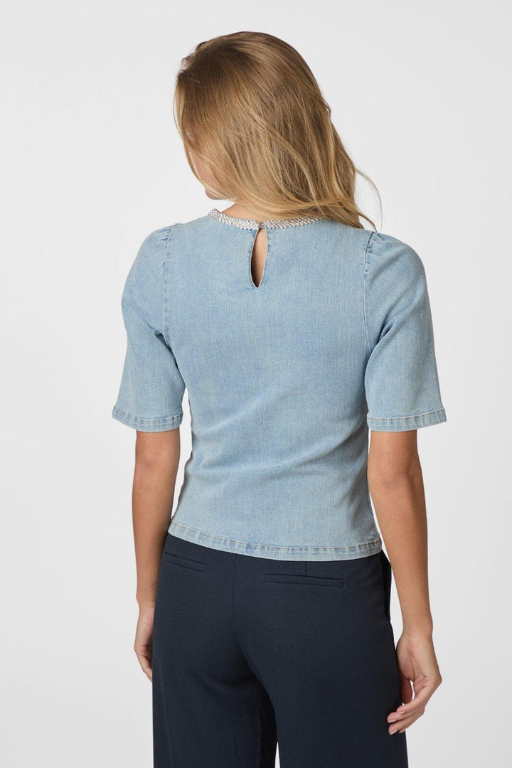 Neo Noir - Rosia Denim Emb Top 165734 - 145 - Light Blue