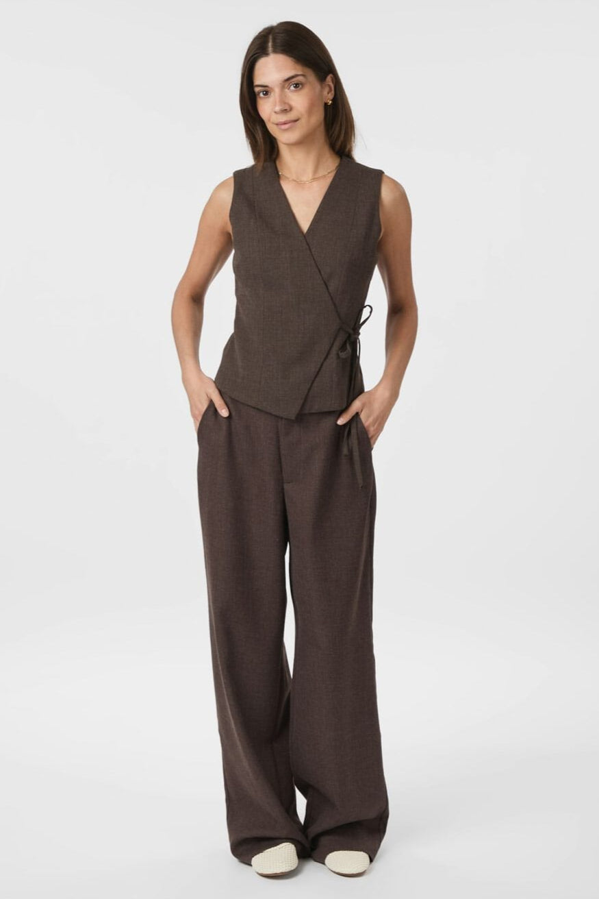 Neo Noir - Samara Melange Waistcoat 165293 - 205 - Brown Melange