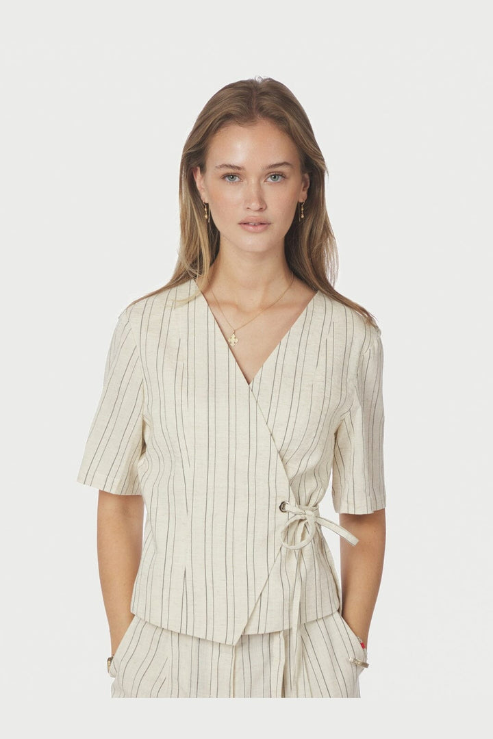 Neo Noir - Simmo Stripe Eyelet Blouse 167886 - 121 - Off White