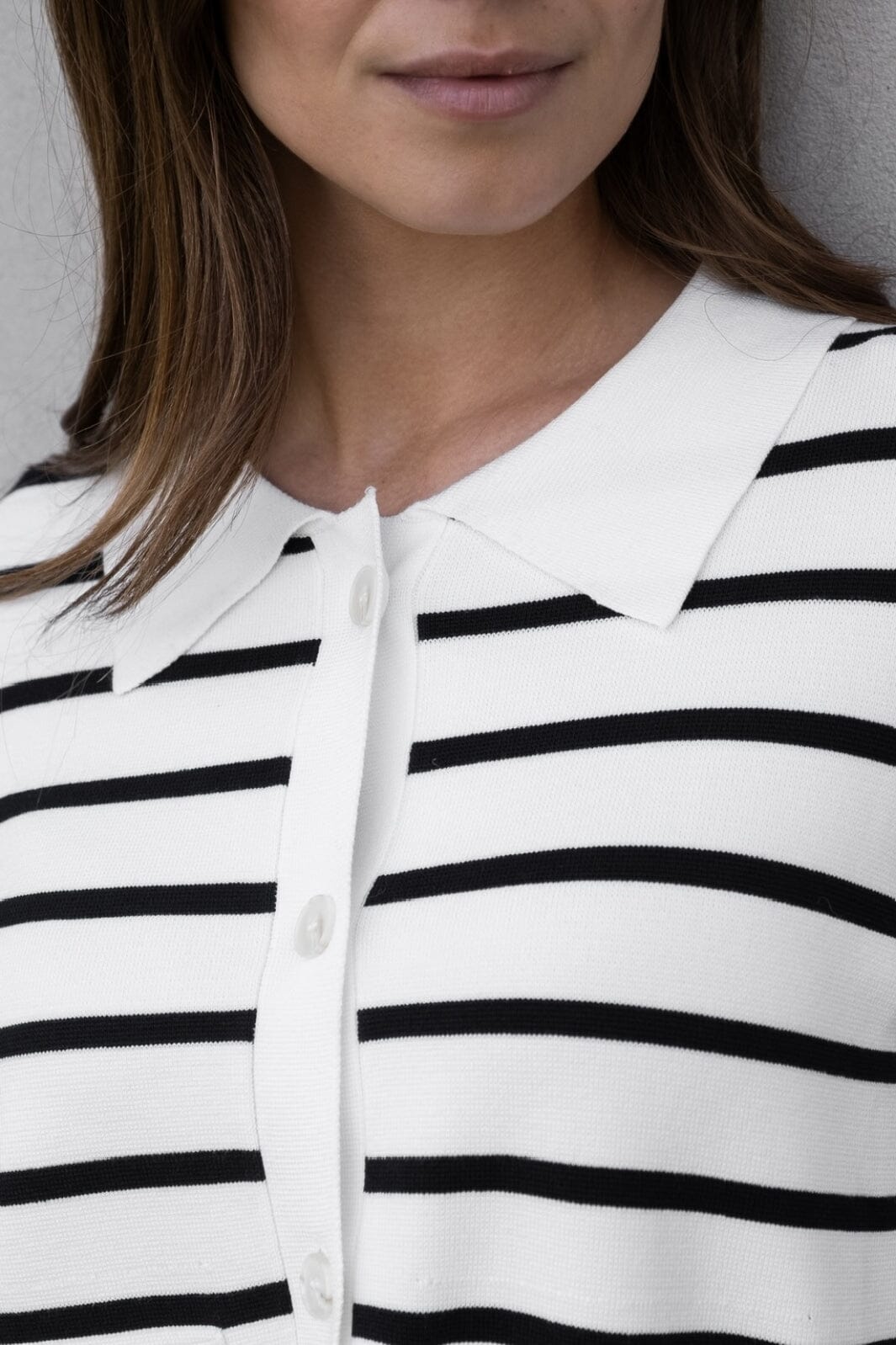 Neo Noir - Tippi Knit Stripe Cardigan - White/Navy