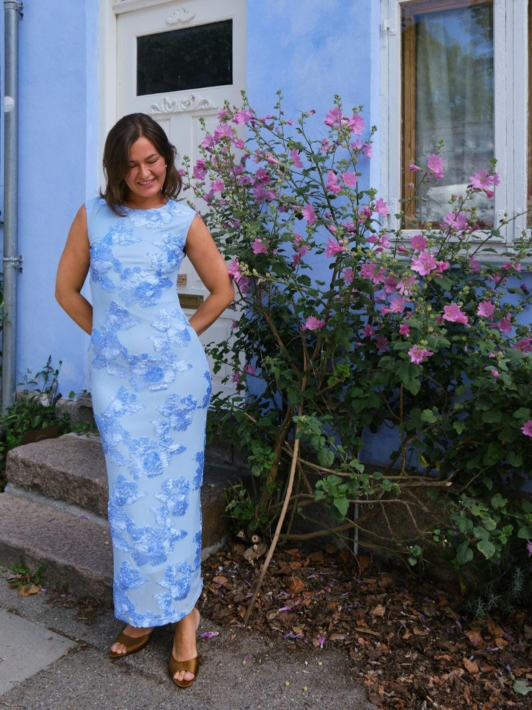 Neo Noir - Tiranna Big Flower Mesh Dress 166824 - 145 - Light Blue Kjoler 