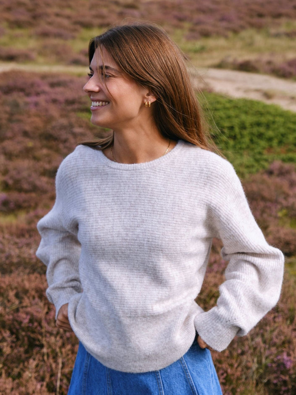 Neo Noir - Turuna Structure Knit Blouse 167186 - 119 - Sand Melange Bluser 