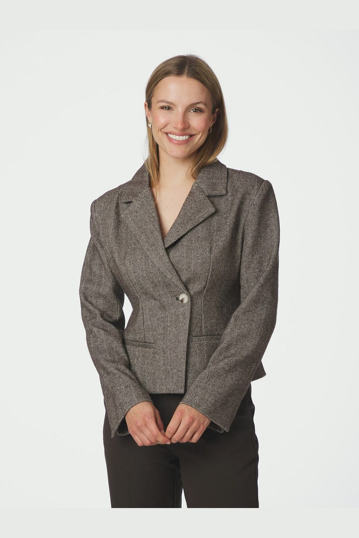 Neo Noir - Valia Herringbone S Blazer 168314 - 676 - Dark Brown