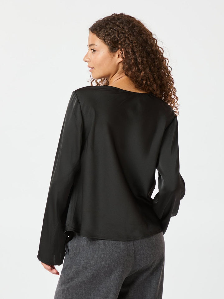 Neo Noir - Vallista Soft Satin Blouse 163844 - Black Bluser 