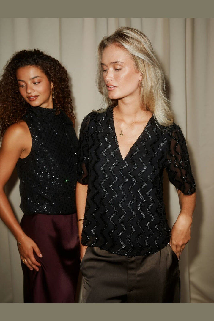 Neo Noir - Veda Glitz Dot Top 171181 - 100 - Black