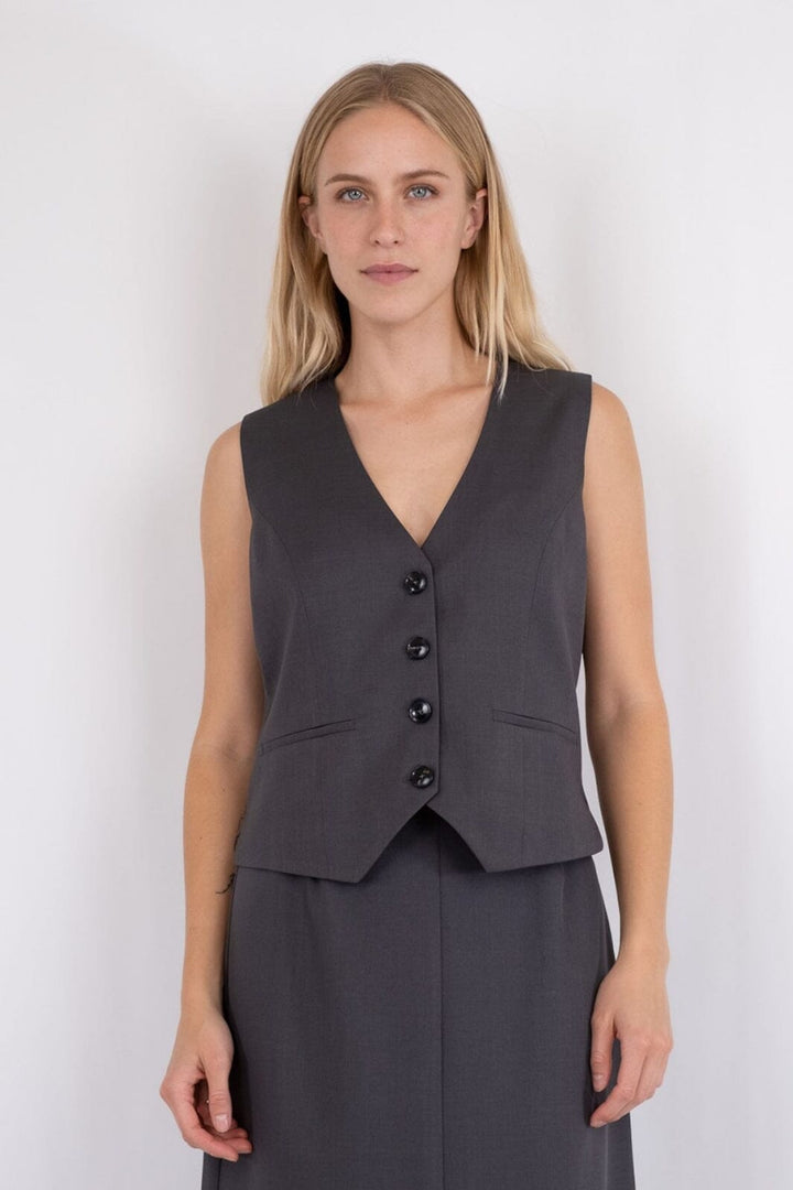 Neo Noir - Vendetta Melange Vest - Dark Grey