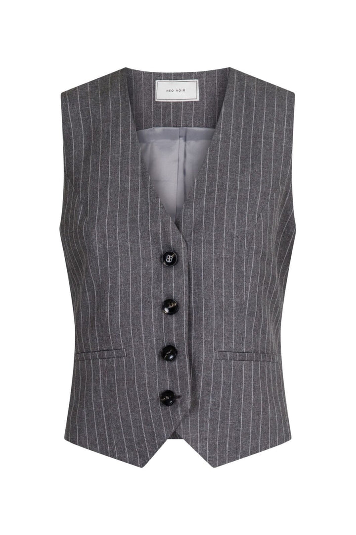 Neo Noir - Vendetta Pinstripe Waistcoat - Grey Melange