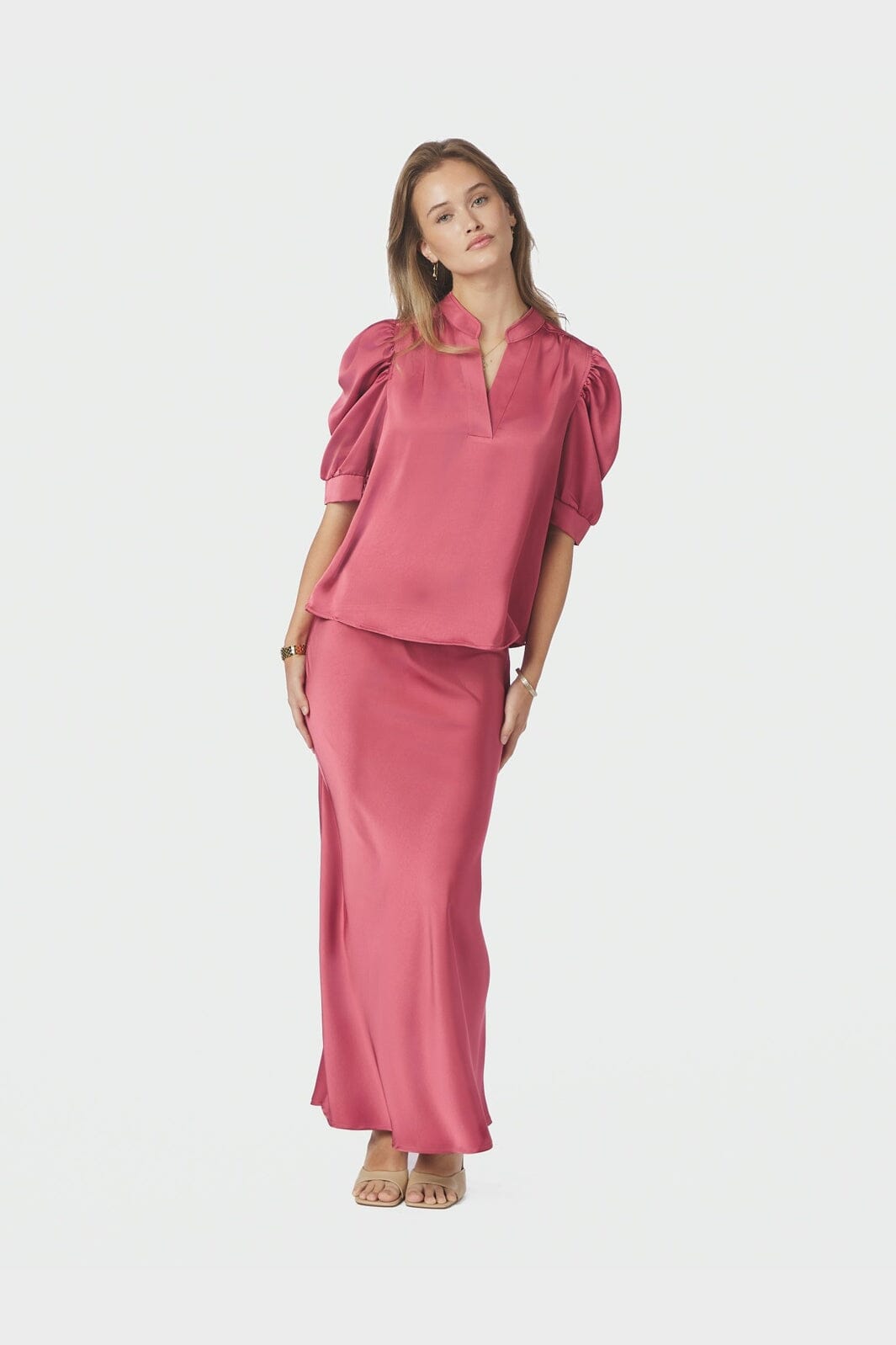 Neo Noir - Vicky Heavy Sateen Skirt 159588 - 430 - Cherry Pink