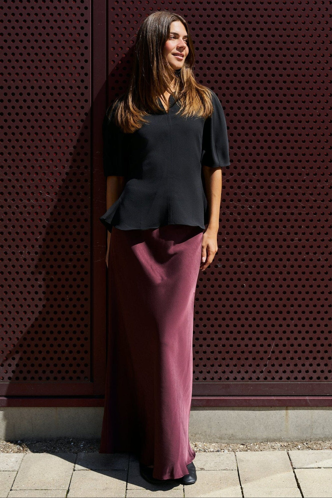 Neo Noir - Vicky Heavy Sateen Skirt 159588 - Burgundy Nederdele 