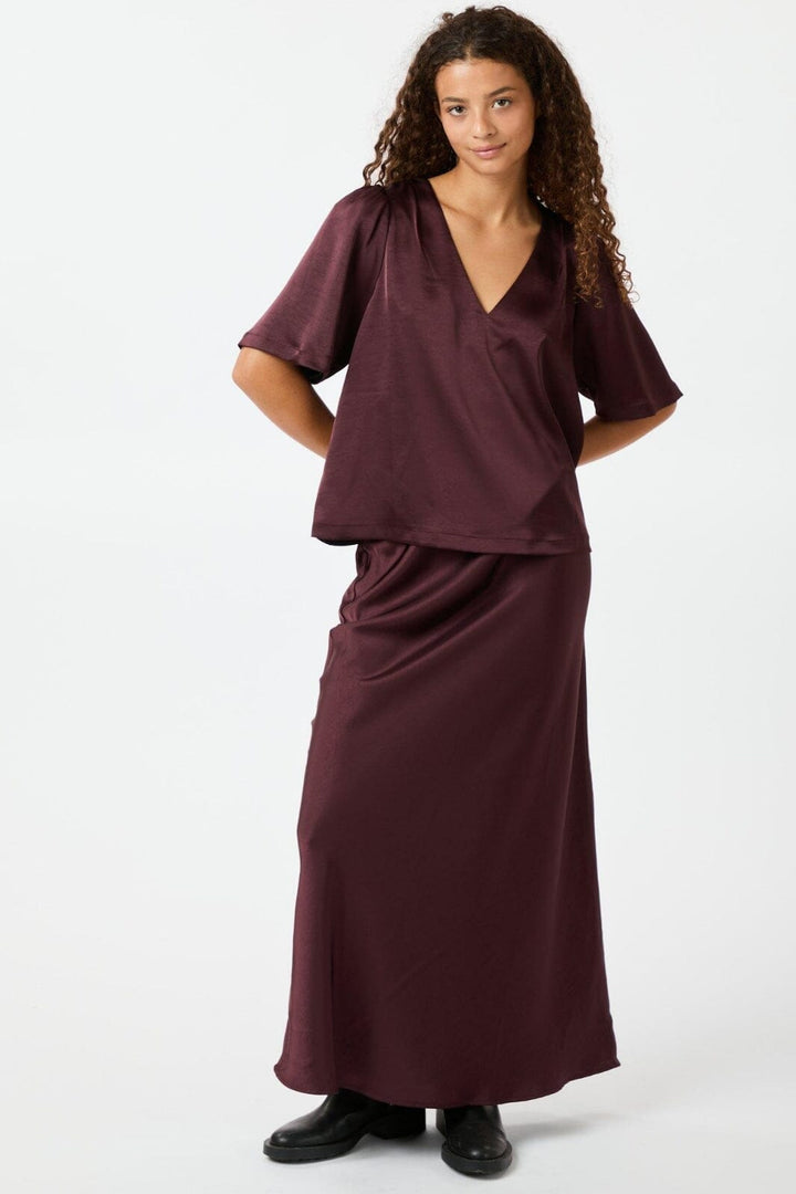 Neo Noir - Vicky Heavy Sateen Skirt 159588 - Burgundy