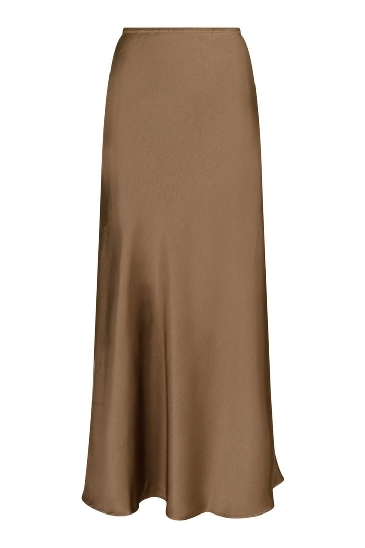 Neo Noir - Vicky Heavy Sateen Skirt - Dark Taupe