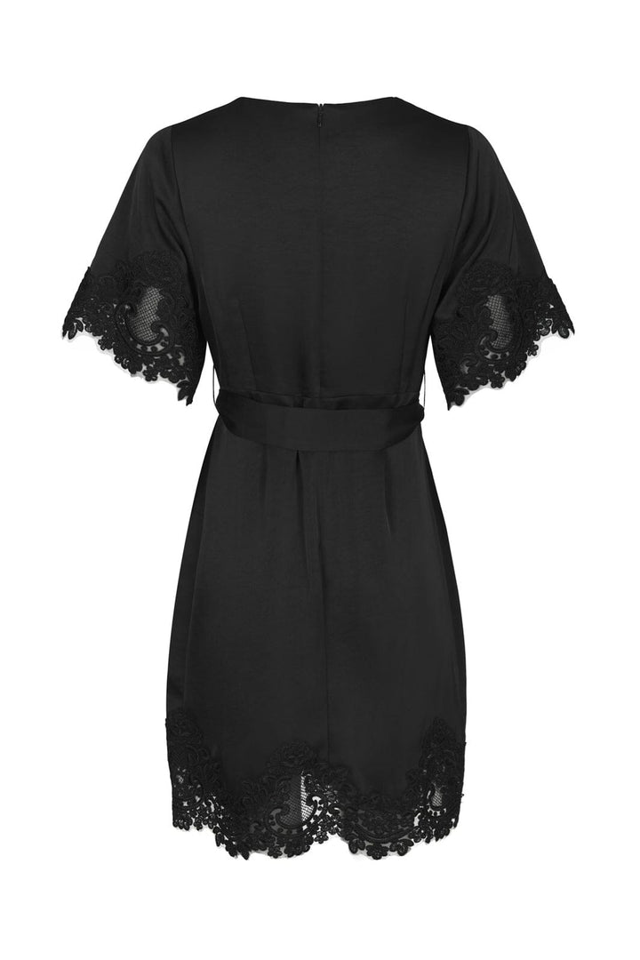 Neo Noir - Xelina Satin Lace Dress 171006 - 100 - Black
