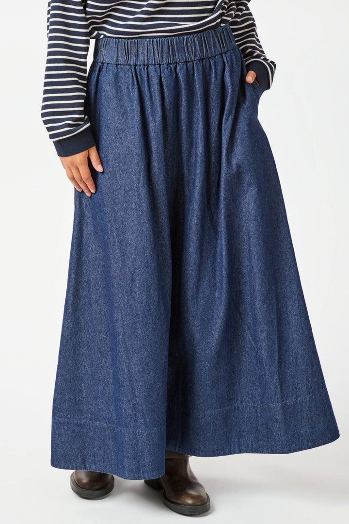 Neo Noir - Yara Denim Long Skirt - Dark Blue