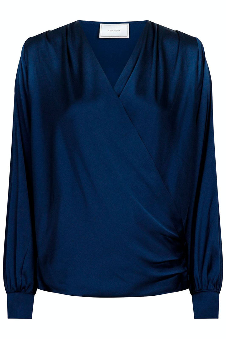 Neo Noir - Zeleste Satin Blouse - Navy Bluser 