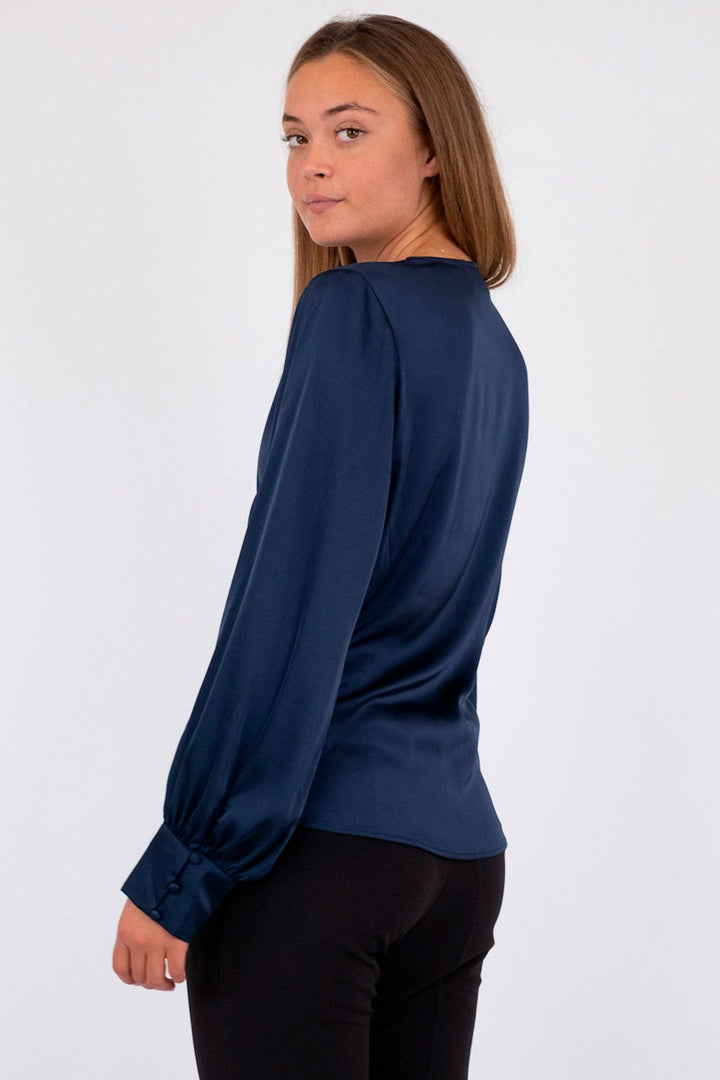 Neo Noir - Zeleste Satin Blouse - Navy Bluser 
