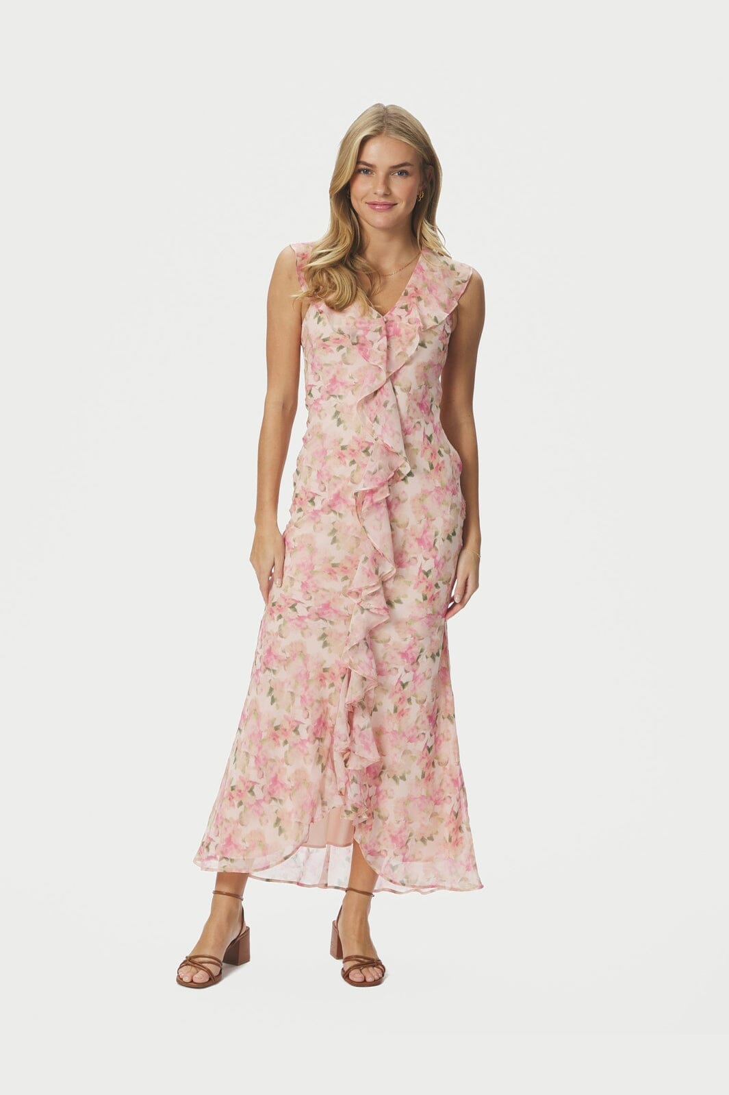 Neo Noir - Zella Chiffon Print Dress 167616 - 397 - Dusty Pink