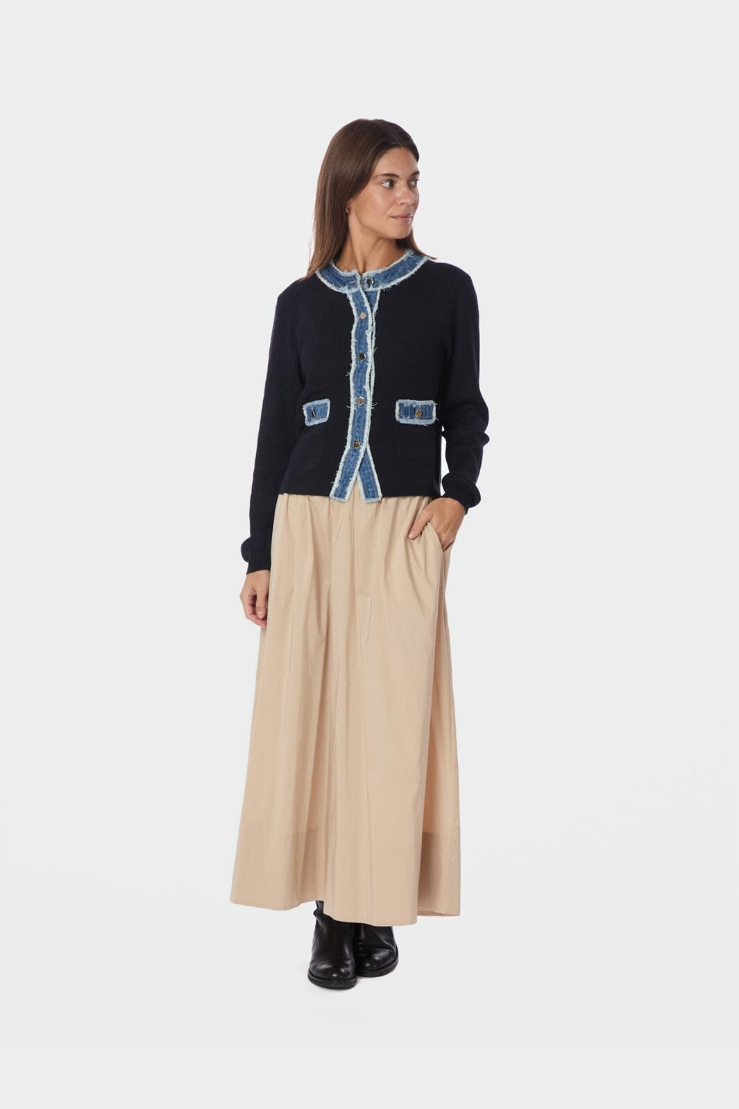 Neo Noir - Zelma Knit Denim Cardigan 167245 - 141 - Navy