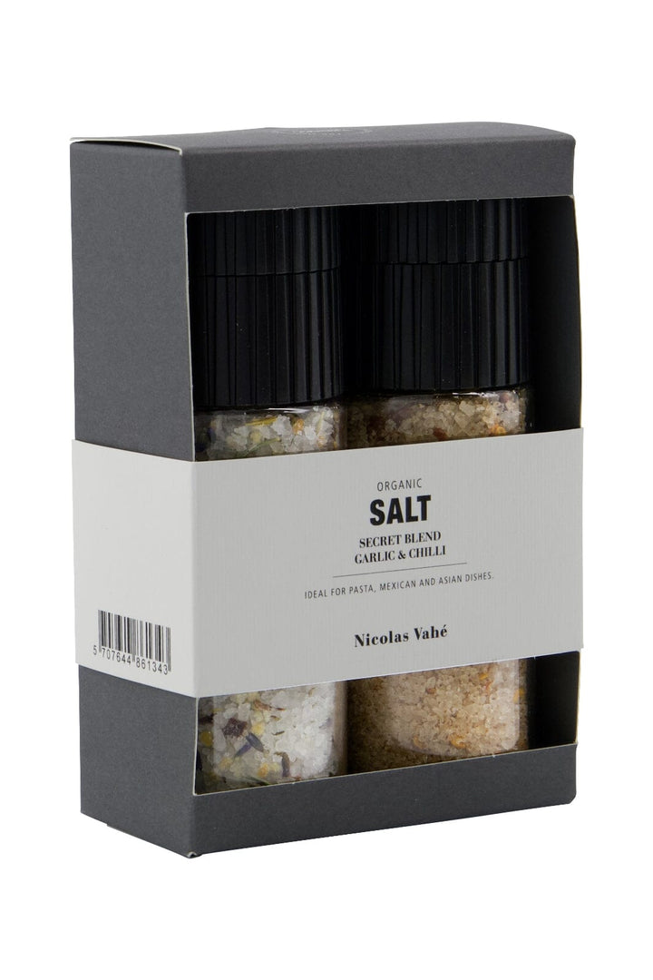 Nicolas Vahe - Gaveæske, Nicolas Vahé Organic Secret blend & Salt, Garlic & Chilli