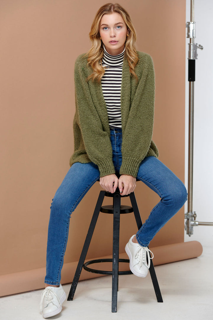 Noella - Fora Knit Cardigan - Army