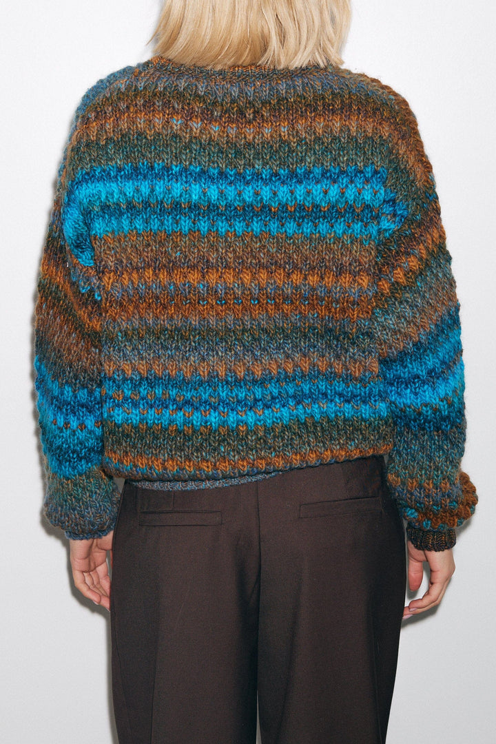 Noella - Gio Knit Sweater 12165005 - 1387 - Turquoise Brown Mix Strikbluser 