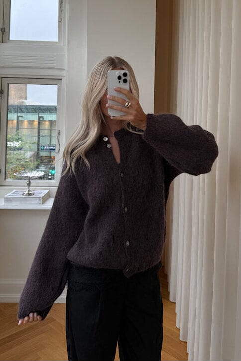 Noella - Kae Knit Cardigan 12940084 - 674 - Chocolate Cardigans 