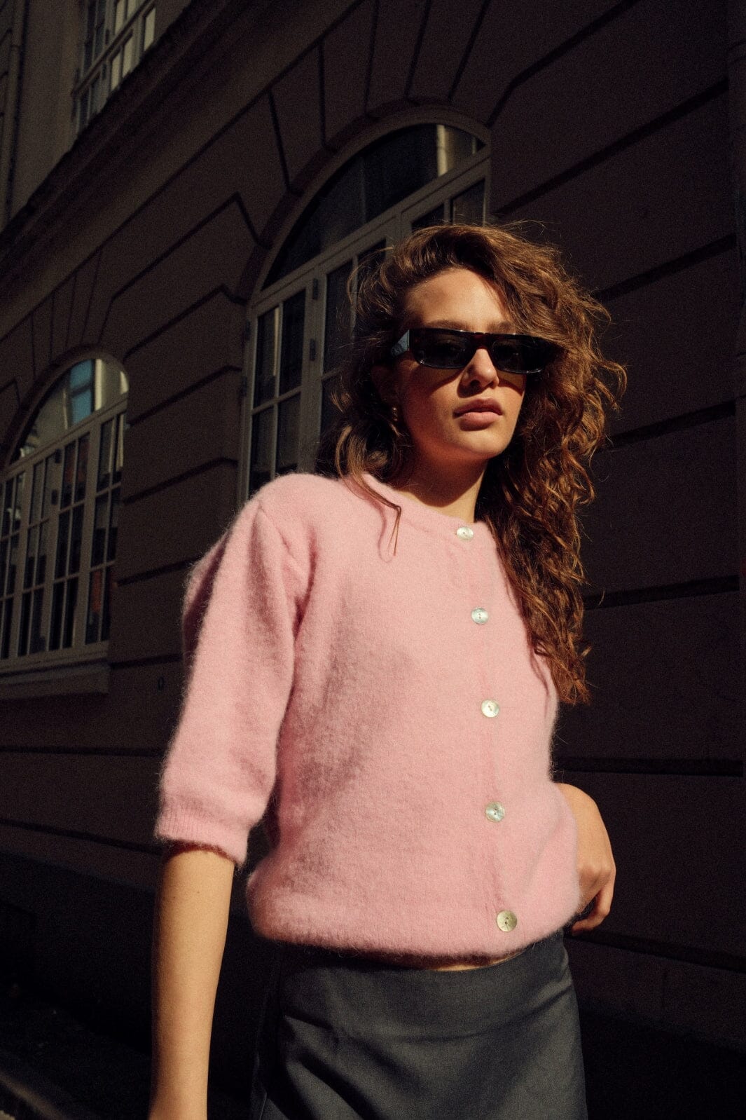 Noella - Kae Ss Knit Cardigan 12940086 - 549 - Blush Cardigans 