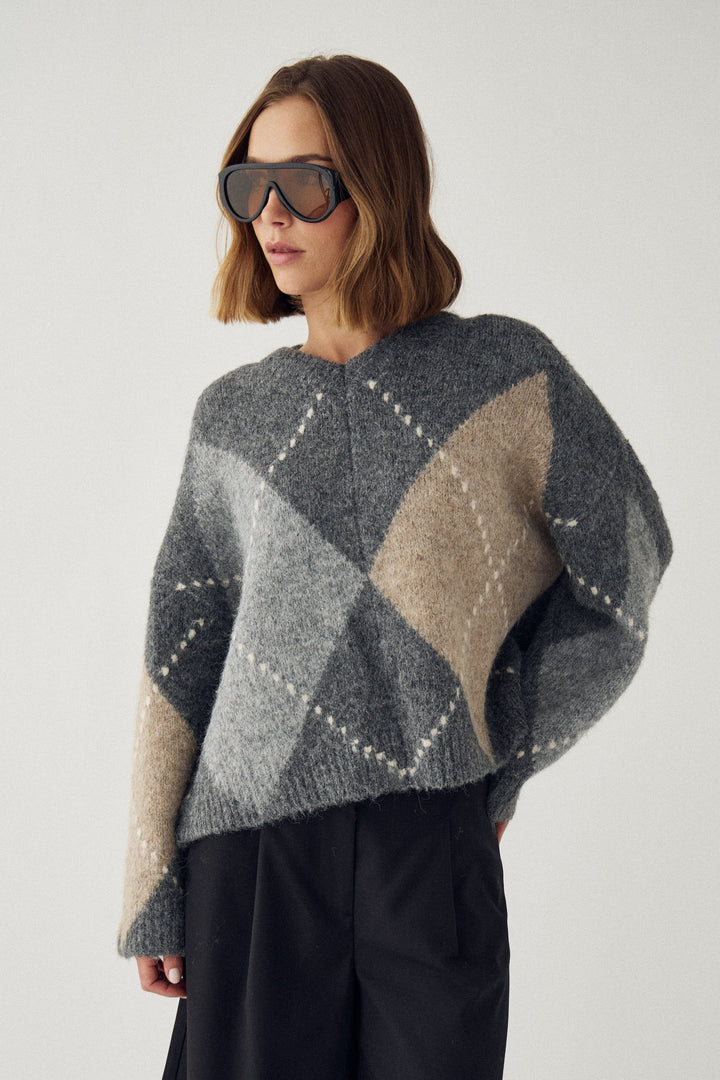 Noella - Lai Knit 14670001 - 507 - Grey Mix Strikbluser 