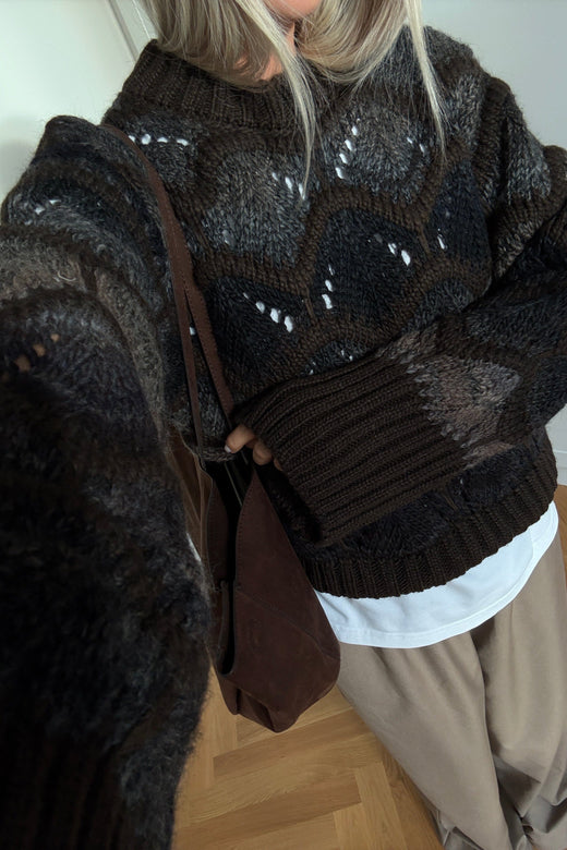 Noella - Latanna Knit 14420001 - 1405 - Brown Multi Strikbluser 