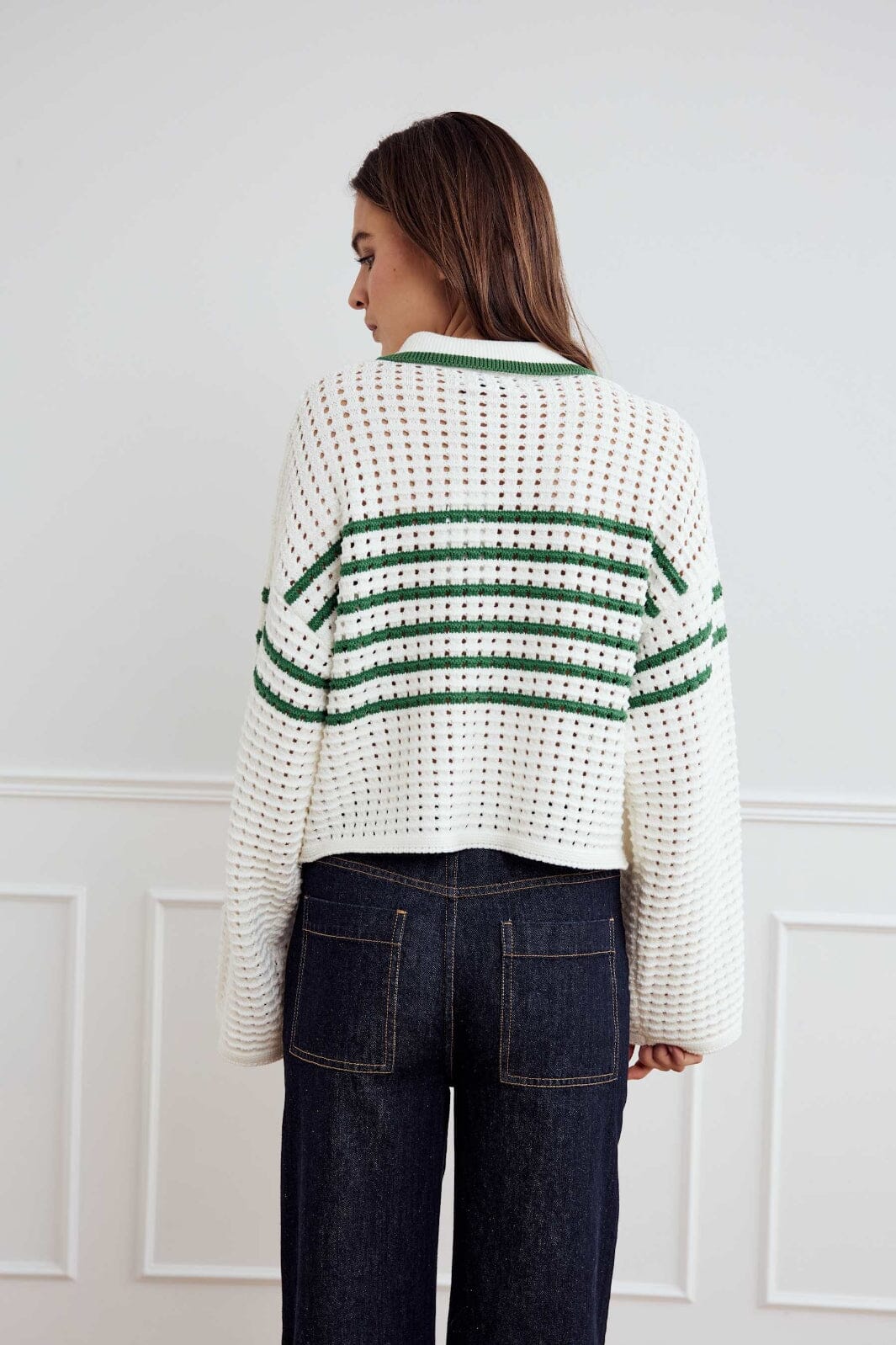Noella - Leen Knit 13790001 - 1357 - Talani Green Stripe Strikbluser 