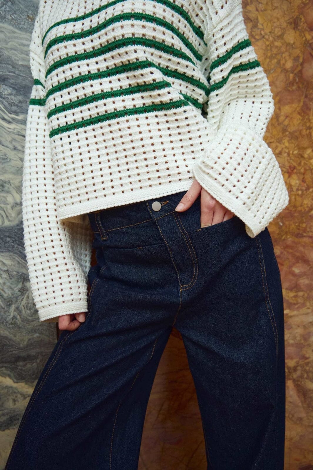 Noella - Leen Knit 13790001 - 1357 - Talani Green Stripe Strikbluser 