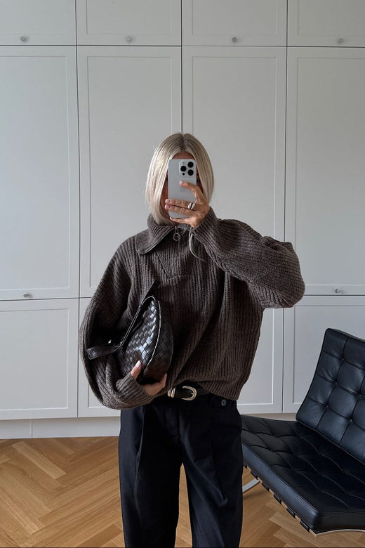 Noella - Lesia Knit 14460001 - 1406 - Timber Wolf Melange Strikbluser 