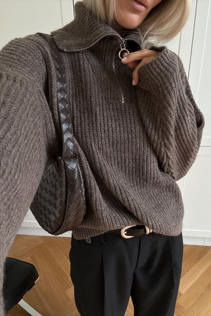 Noella - Lesia Knit 14460001 - 1406 - Timber Wolf Melange Strikbluser 