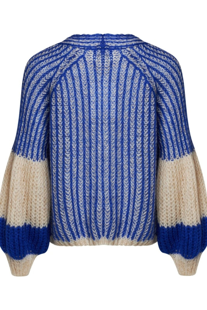 Noella - Liana Knit Cardigan - Cream Cobalt Blue