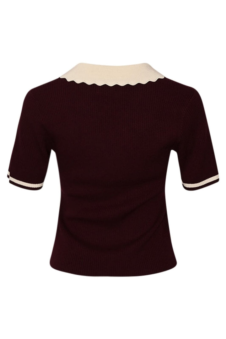 Noella - Lilo Polo Knit 13800002 - 1358 - Wine Sugar Combo Strikbluser 