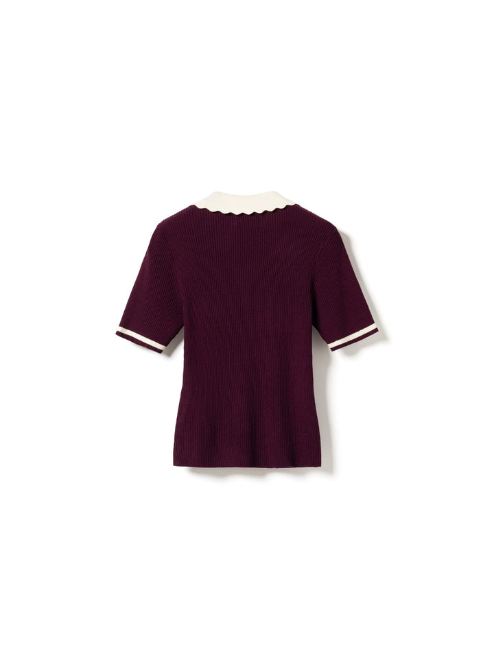Noella - Lilo Polo Knit 13800002 - 1358 - Wine Sugar Combo Strikbluser 