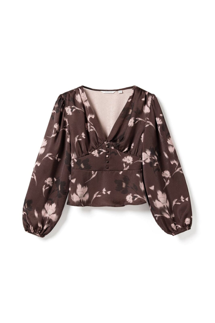 Noella - N-Lilith Ls Top 15910002 - 1473 - Dena Burgundy Print Skjorter 
