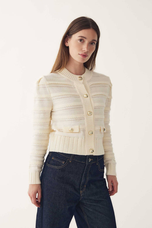 Noella - N-Maddison Knit Cardigan 15040001 - 974 - Ivory Cardigans 