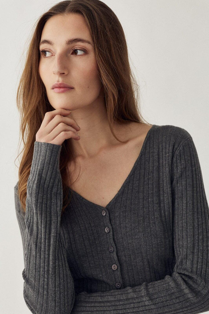 Noella - N-Melvie Top 16520001 - 1495 - Medium Grey Melange T-shirts 