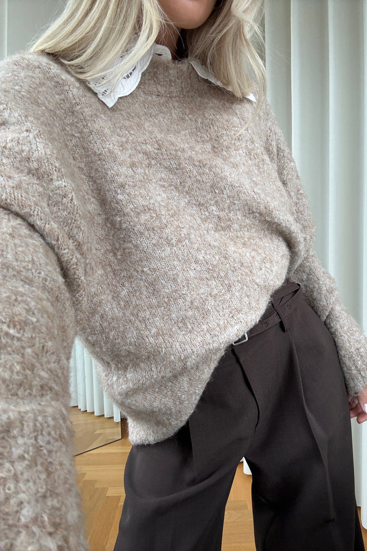 Noella - N-Monika Knit 16580002 - 021 - Sand Strikbluser 