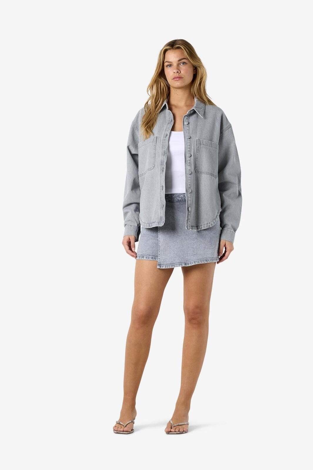 Noisy May - Nmalva Ls Short Shacket Az510Lg - 5135692 Light Grey Denim