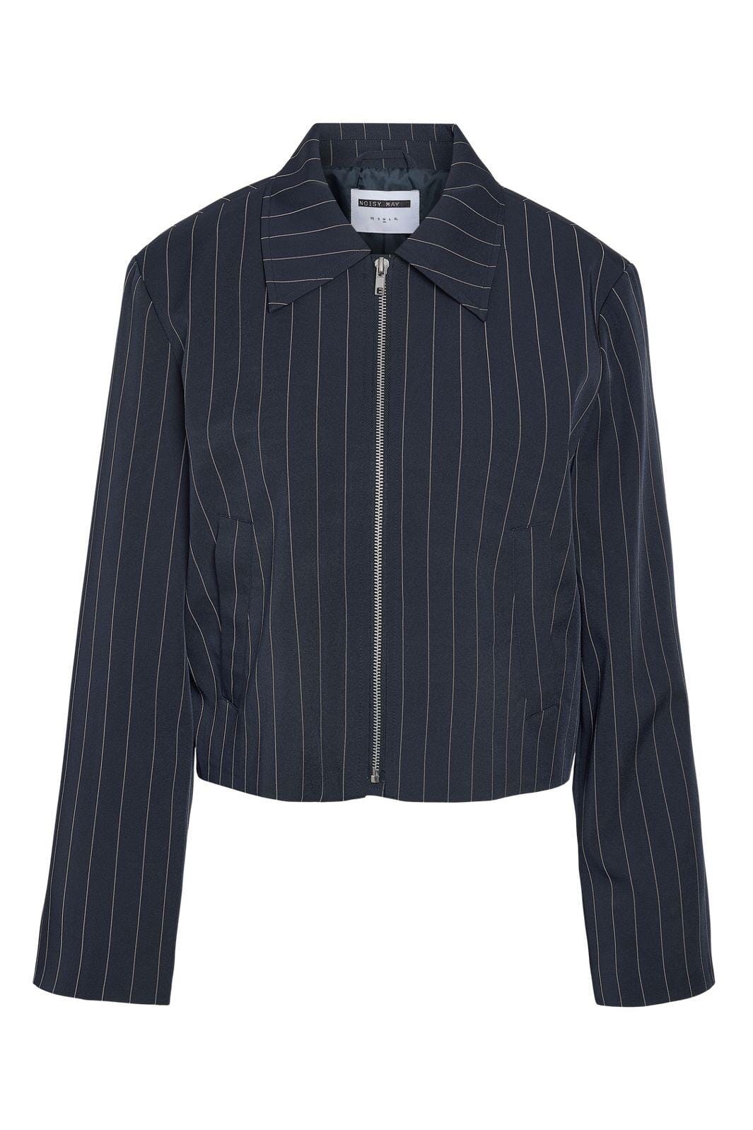 Noisy May - Nmella L/S Pinstripe Jacket Fwd - 4896947 Navy Blazer White Jakker 
