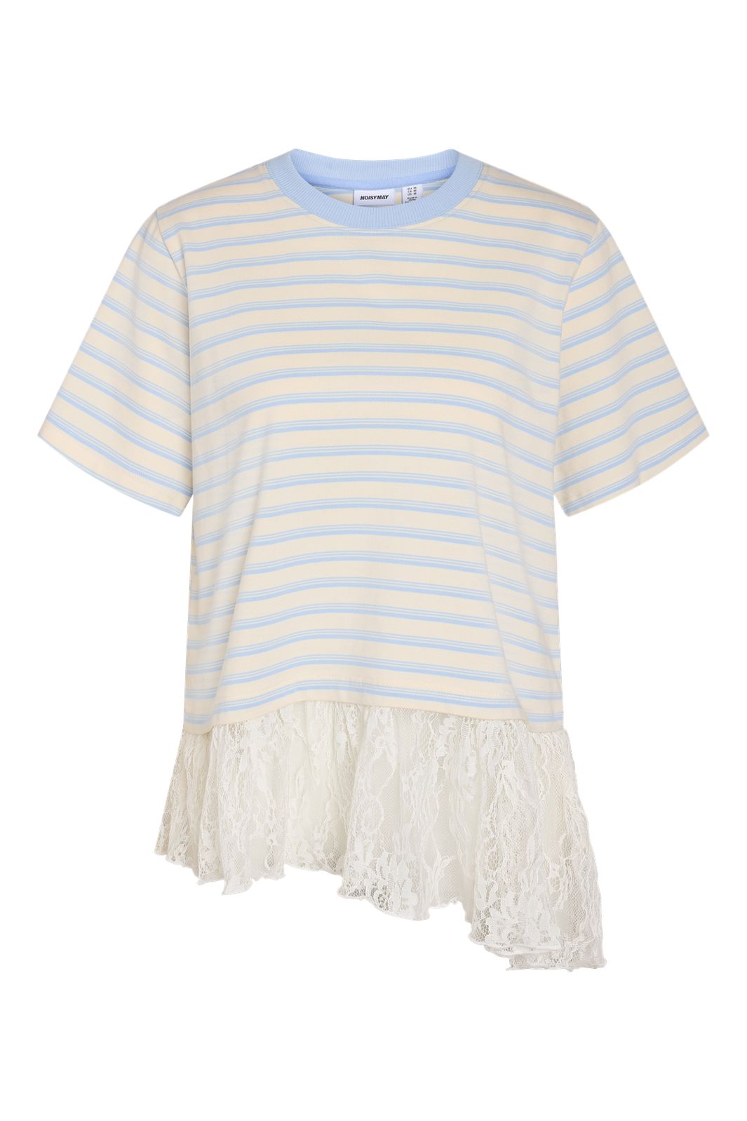 Noisy May - Nmember Ss Stripe Lace Top - 5191155 Birch Cashmere Blue