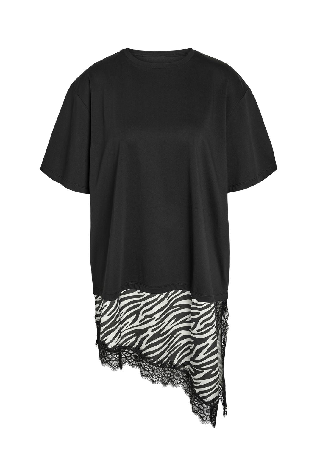 Noisy May - Nmfilla S/S Oversize Satin T-Shirt - 5191000 Black Zebra