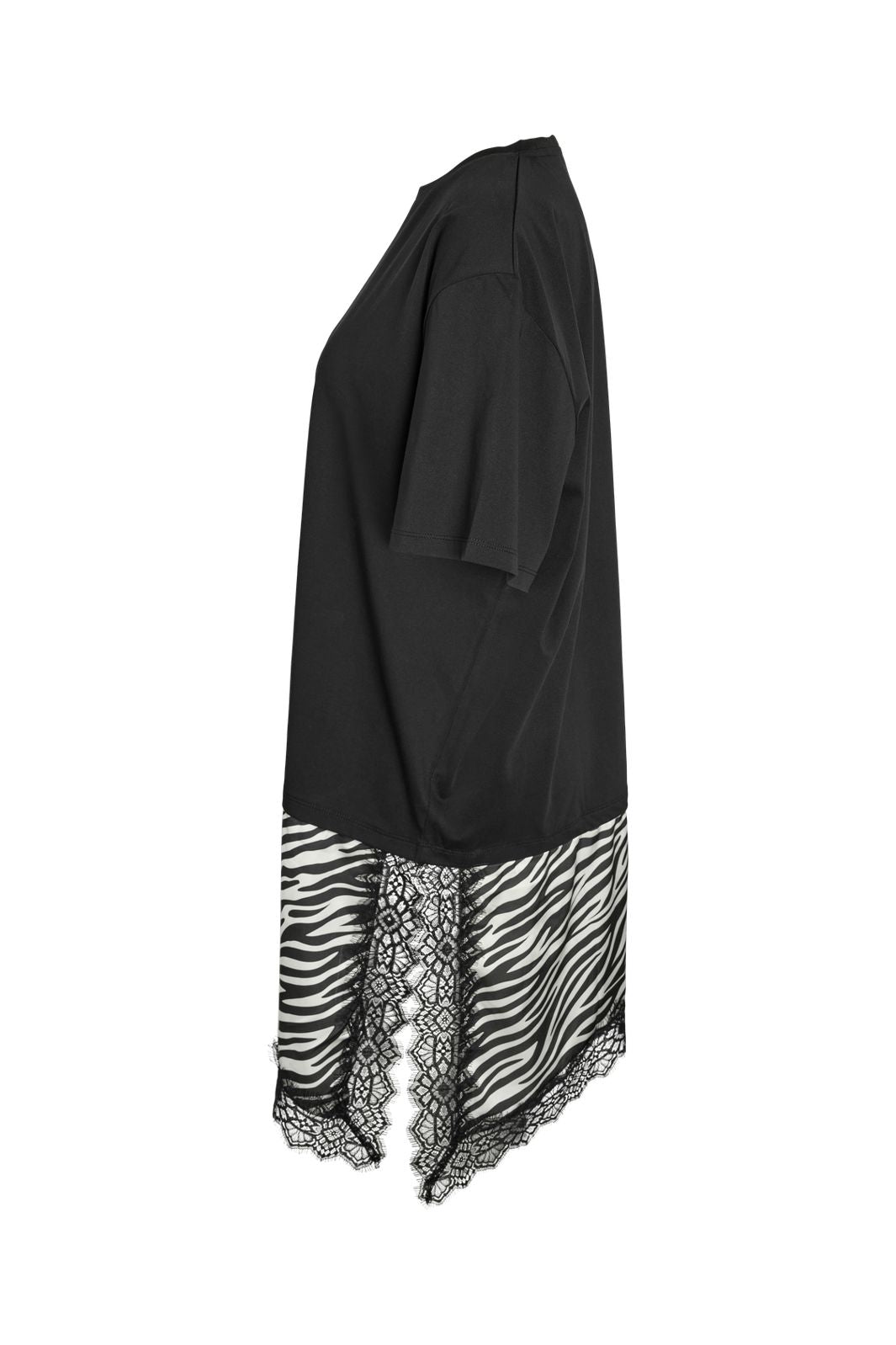 Noisy May - Nmfilla S/S Oversize Satin T-Shirt - 5191000 Black Zebra